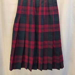 Pitlochry Scotland Wool Plaid Pleated Tartan Skirt Size 10 Red Green Navy
